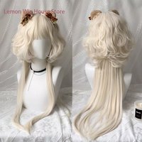 Long Wavy White Synthetic Wig with Bangs Lolita Cosplay Wig Black Red Ombre Brown Natural Wigs Halloween Costume Wig for Women