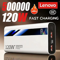 Lenovo 50000mAh CCC Powerbank 120W Super Fast Charging Portable Battery Charger Ultra Capacity LED Digital Display For IPhone