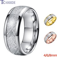 4MM 6MM 8MM Men Women Tungsten Engagement Wedding Band Bright Meteorite Inlay Valentine's Day Gift Jewelry Comfort Fit