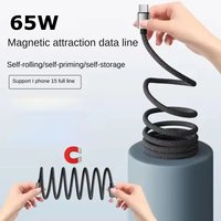 65W Magnetic Suction Anti Winding USB C Fast Charging Cable USB Type C QC 3.0 Nylon Braided Data Cord for Samsung Xiaomi iPhone