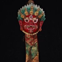Tibetan Aged Copper Pure Manual Chiseling Carving & Paint Color Xizang Horrible Mask Bronze Horror Mask Ancient Culture Mask