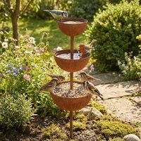 Retro Three-layer Bowl Style Metal Bird Bathtub Courtyard Plug-in Small Animal Drinking And Feeding Cup Feeder Garden Decoration