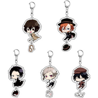 Bungo Stray Dogs Acrylic Keychain Q Version Dazai Chuuya Atsushi Akutagawa Ranpo Keyring With Charm Pendants Backpack Decor Prop