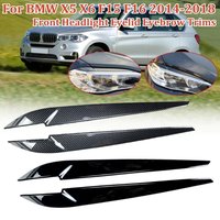 1Pair Car Front Headlight Eyelid Eyebrow Cover Trims For BMW X5 X6 F15 F16 2014 2015 2016 2017 2018