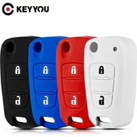 KEYYOU For Hyundai Verna For Kia Picanto Silicone 2 Buttons Rubber Key Case Holder Shell Fob Cover Remote Keychain Protection