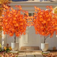 Thanksgiving Day Artificial Maple Tree Branches with Orange Leaves Realistic Fall Foliage Decor Durable Plastic Seasonal Display