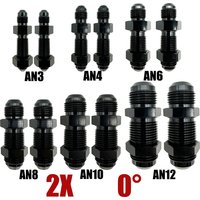 2X AN3 AN4 AN6 AN8 AN10 AN12 0 Degree Flare Bulkhead Fitting Fuel Hose Straight Male To Male Adapter w/Nut For Tab or Wirewall