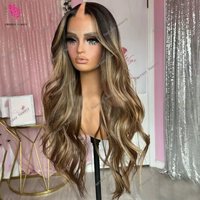 Highlight Honey Golden Blonde Natural V Part Wigs for Women Body Wave Ombre Brown Human Hair U shape Wigs Thick Ends Easy Wear