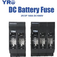 Battery Fuse Disconnector 2P 3P 160A DC1000V Solar PV Knife Type Fuse Base Fuse Holder NH00 Panel mounting