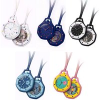 New Pocket Watch Pendant Men's and Women's Colored Candy Octagonal Quartz Movement Leather Lanyard Casual Fashion Style Gift &*&