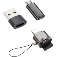 Micro SD card reader, USB C to SD card reader, Type C TF storage card reader, equipped with USB C to USB adapter, Mepsies USB OT