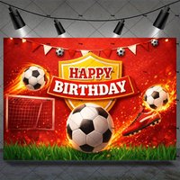 Football Themed Birthday Party Backdrop Red Stadium Grassland Suitable For Birthday And Football Enthusiasts Gatherings