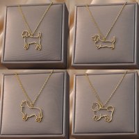 Stainless Steel Dog Necklaces For Women Men Gold Color Pet Animal Pendant Necklace Jewelry Male Female Fashion Neck Chain Gift