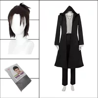 2026 Eren Jaeger Cosplay Kostüm Anime Titan Kostüm Perücke Cosplay Eren Yeager Schwarzer Kapuzenmantel T-Shirt Hose Halloween-Kleidung