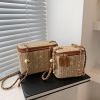 2026 Summer Mini Straw Bucket Crossbody bag For Women Summer Weave Women's Handbags And Purses Chain Simple Shoulder Bags