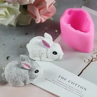 3D Rabbit Silicone Mold Creative Cute Rabbit Plaster Ornament Candle Molds Kitchen Baking DIY Chocolate Candy Cake Decor Mould