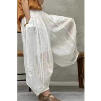 Slimming Summer Thin Breathable Lantern Pants Casual Loose Wide Leg Trousers for Women Artistic Patchwork Linen Knife