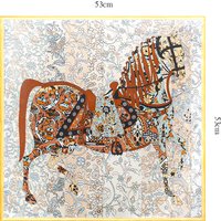 100% Mulberry Silk Scarf 53x53cm Retro Horse Floral Print Square Neck Scarf Bandana for Women Elegant Neckerchief Office Daily