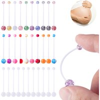 10PCS Pregnancy Sport Maternity Flexible Bioplast Belly Navel Button Ring Retainer Industrial Piercing Earrings Random Color 14G