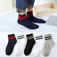5pairs/lot Fashion Cotton Men Socks 2 Stripes Long Crew Socks Casual Sport Happy Socks Man Autumn Winter Meias Calcetines Hombre