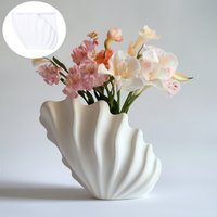 Shell shaped vase resin silicone mold fan leaf conch pen holder concrete mould conch shells palm leaf flower vase gypsum molds