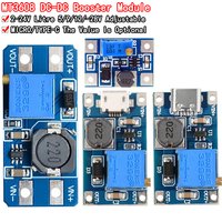 MT3608 DC-DC Adjustable Boost Module 2A Boost Plate Step Up Module with MICRO USB 2V-24V to 5V 9V 12V 28V