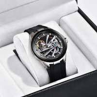 Montre mécanique pour homme PAGANI DESIGN, design ajouré, bracelet en caoutchouc et acier inoxydable, verre saphir lumineux, montre de plongée tourbillon
