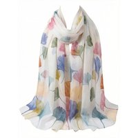 Lightweight 100% Mulberry Silk Chiffon Scarf for Women Oblong Shawl Neck Scarf Beach Wrap Headscarf Gift Pack Multicolor Leaf