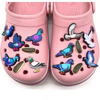 Wholesale 12-100Pcs Various Pigeon PVC Shoe Charms Dove of Peace Sandal Buckle Decorations DIY Kids Wristband