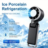 Foldable Handheld Fan Portable Fan Ice Cooling&LED Display for Beach Vacation Cooking Office Travel Camping 2026 New Arrival