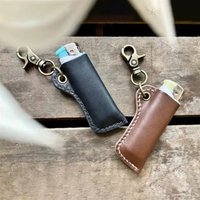 Vintage Style PU Leather Lighter Holder Keychain Portable Protective Sleeve for Men Lighters