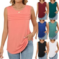 2025 Summer Loose Women's Blouses High Quality Casual Fashion O Neck Solid Color Sleeveless Women's Business Wear Tank Shirt Top