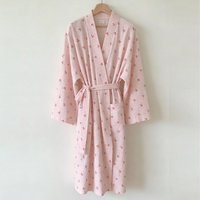 Small Fresh Checkered Cherry Checkered Casual Nightgown Nightgown Women's Spring and Autumn Long Sleeved Bathrobe Home Wear