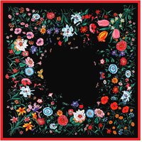 130*130cm Luxury Floral Print Russian National Square Scarf Women Twill Silk Shawl Scarves Female Fourlard Bandana Wraps