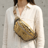 Glitter Sequin Waist Packs Versatile Wide Shoulder Strap Zipper Crossbody Bag Messenger Bag Phone Pack Shiny Fanny Pack Outdoor