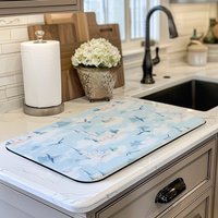 Ocean Themed Polyester Absorbent Mat - Decorative Mat with Starfish & Undersea Pattern for Home Use