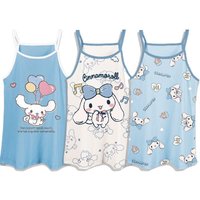 Kuromi Cinnamoroll My Melody Kids Ice Silk Nightgown Summer Cute Cartoon Dress Pajamas Soft Breathable Homewear for Little Girls