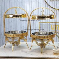 Modern Stainless Steel Catering Buffet Chafing Dish Golden Food Warmer with Hanging Feature for Restaurant Party