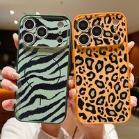 Leopard Pattern Magnetic Case For iPhone 17 16 15 14 13 Pro Max For Magsafe Wireless Charge Shockproof Lens Protect Phone Cover