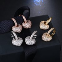 Buyee 925 Sterling Silver Big Heart Earring Light Zircon Gorgeous Clip Earring for Woman Luxury Wedding Fine Jewelry Earring