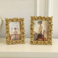 European Style Rose Edged Picture Frame Retro Gold Photo Frame Romantic Gift Home Decoration Photo Props Frame Ornaments Bedroom
