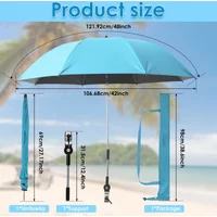 Durable Adjustable 360° Beach Umbrella with Universal Clamp Outdoor 42 Inch Sunshade for Beach Camping Chair And Wheelchair