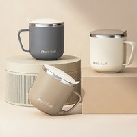 400ML Stainless Steel Mug with Lid Breakfast Cup with Handle Simple Solid Color Coffee Cup Office Household Large Capacity Mug