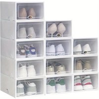 12Pack Shoe Box, Shoe Storage Box, Shoe Stacker, Stackable Shoe Boxes, Plastic Storage Stackable Foldable Organiser For Hallway