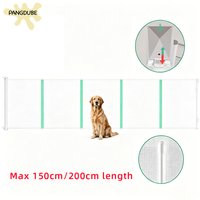 PANGDUBE Retractable Baby Gate with Fiberglass Rods, No-Drill Mesh Pet Gate for Stairs, Childproof Safety Barrier for Dogs Cats