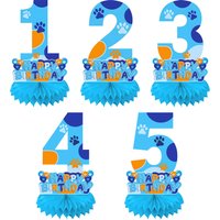 Blue Dog Paw Print Digital Honeycomb Table Centerpiece for Children's Birthday Baby Shower Celebration Pet Party Decoration Favo
