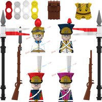 N049-052 Musketeer British French Fusilier Dragoon MOC Napoleonic Wars Action Figures Weapons Scene Bricks Accessories Kids Toys