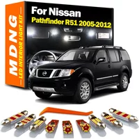 MDNG 15Pcs Car Accessories For Nissan Pathfinder R51 2005-2009 2010 2011 2012 LED Bulbs Interior Reading Trunk Foot Light Kit