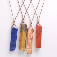 1PC Natural Stone Slice Pendants Necklace Healing Crystal Reiki Chakra Gems Quartz Lapis Amethysts Amazonite Women Jewelry