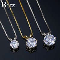 Rrjzz Certified 0.5-5CT D Color Round Moissanite Diamond Pendant Necklace Solitaire Lab Diamond GRA Necklaces for Women Jewelry